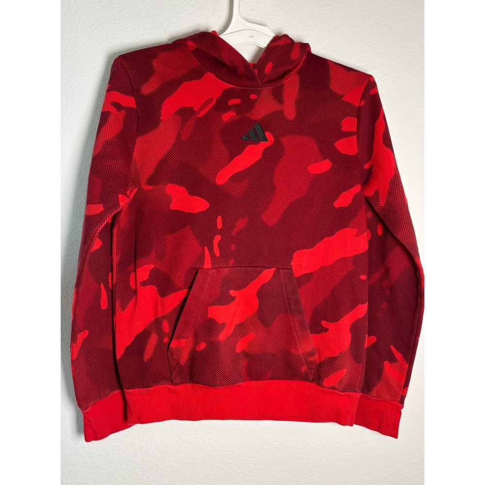 Adidas Youth Red Camo Hoodie Pullover Fleece Sweatshirt‎ Large 14/16 Regular Fit